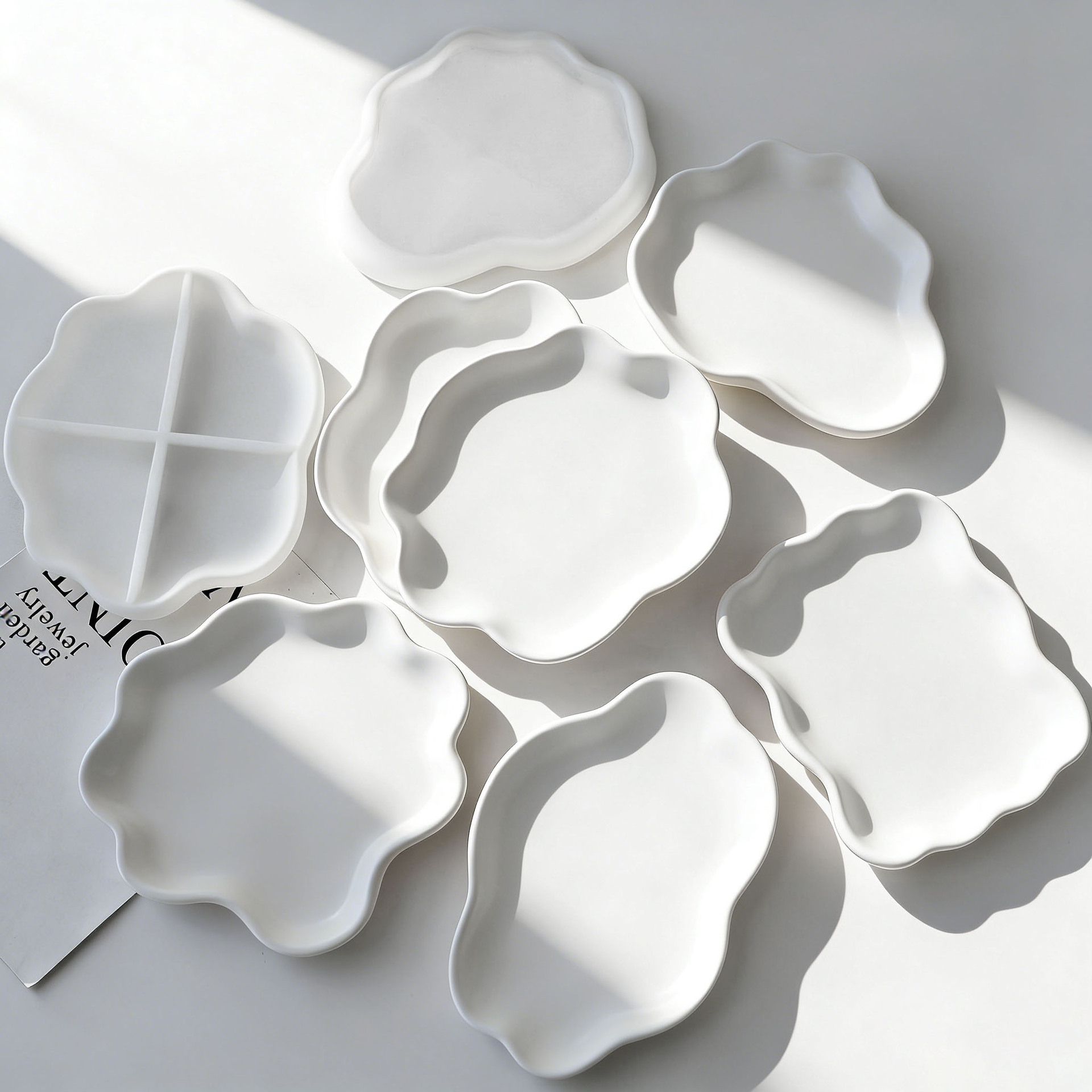 Serving Tray Mold - Diy onda geométrica gesso coaster molde