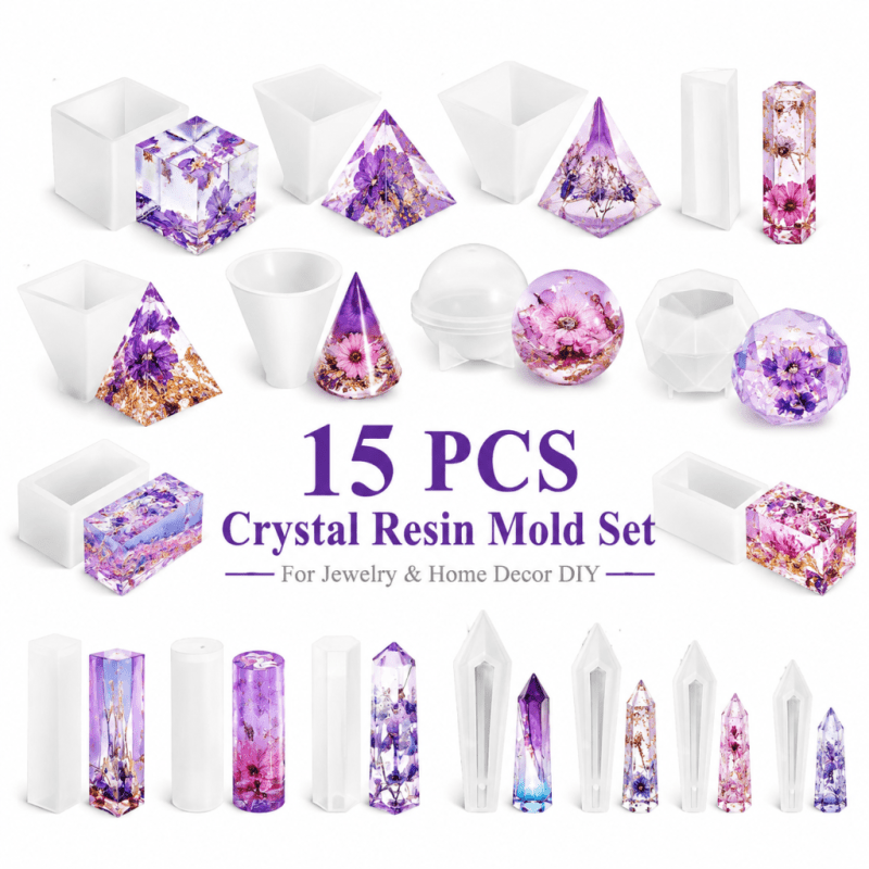 Resin Jewelry Kit - Conjunto de 15 Moldes de Silicone