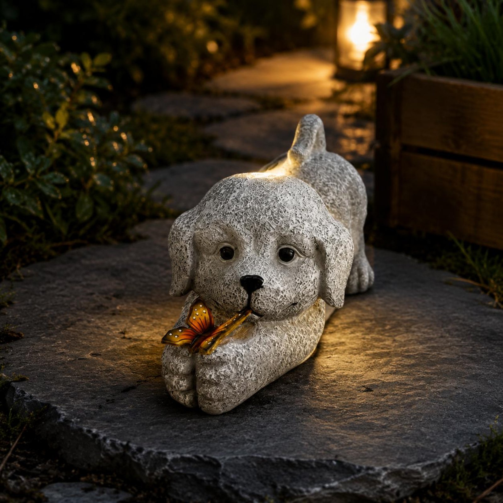 Estátua de Cão Solar em Resina - Resin Crafts avaliação e preço